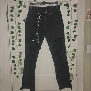 CARMAR black ripped jeans with harness